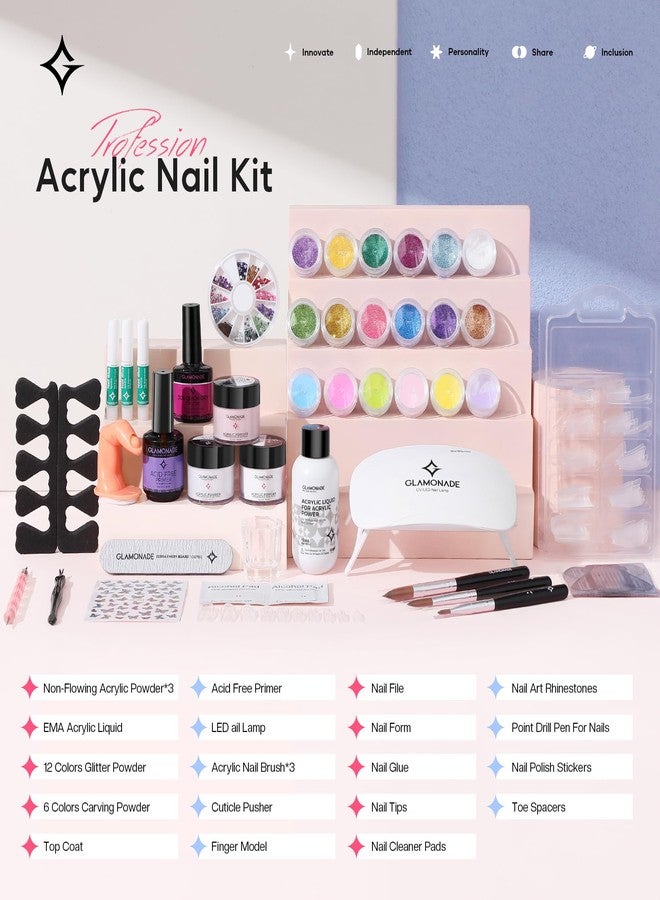 Glamonade Acrylic Nail Kit for Beginners: Professional Nail Kit Set with Everything UV Light and Complete Nail Supplies Salon - Image 2